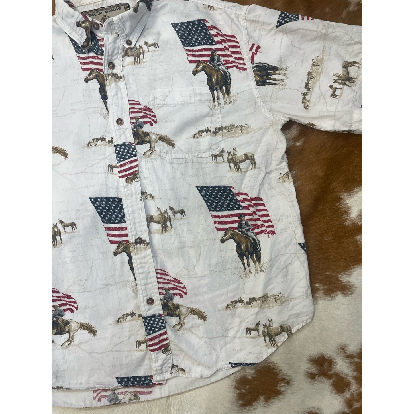 Vintage American Flag Western Button Up Shirt