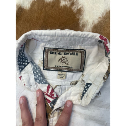 Vintage American Flag Western Button Up Shirt