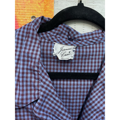 Vintage 50s Shirt & Flare Gingham Blue and Purple Dress