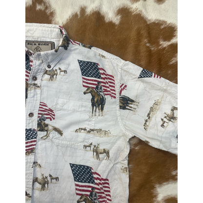 Vintage American Flag Western Button Up Shirt