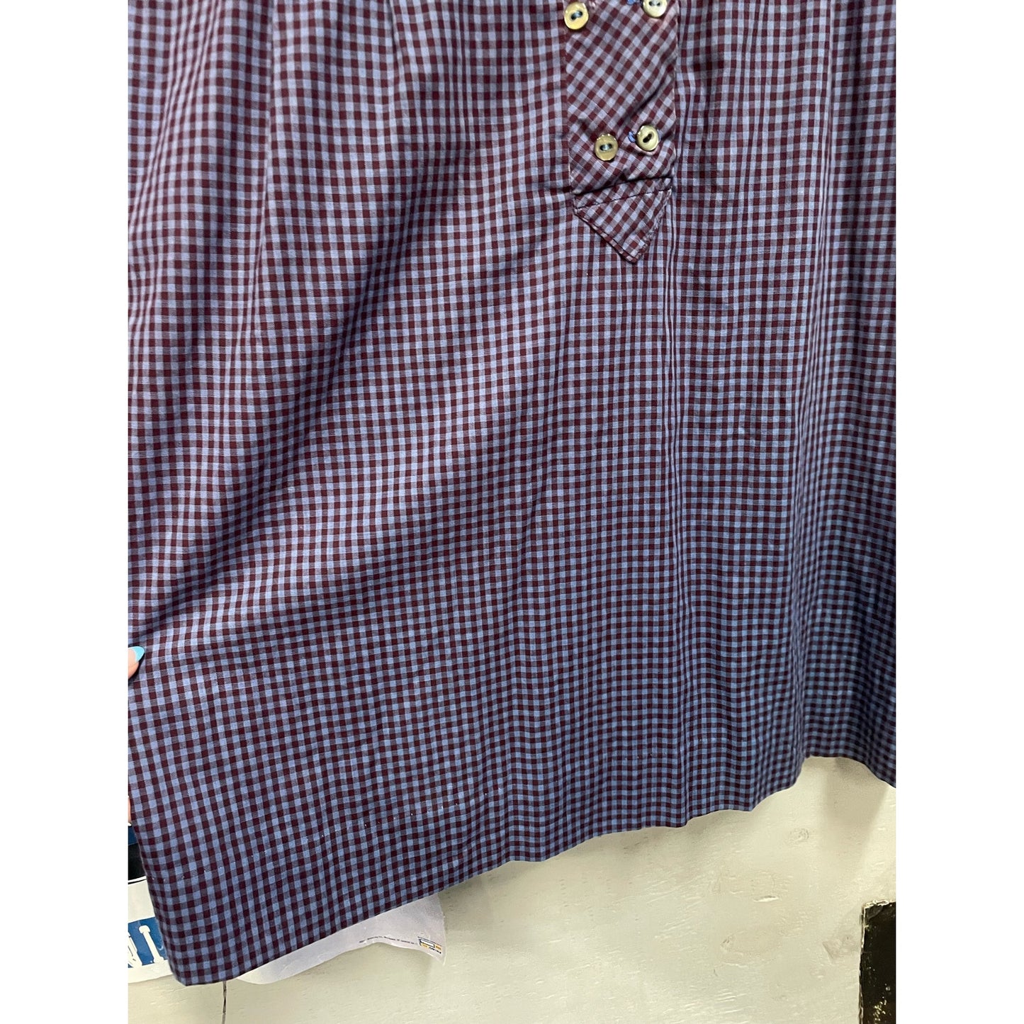 Vintage 50s Shirt & Flare Gingham Blue and Purple Dress