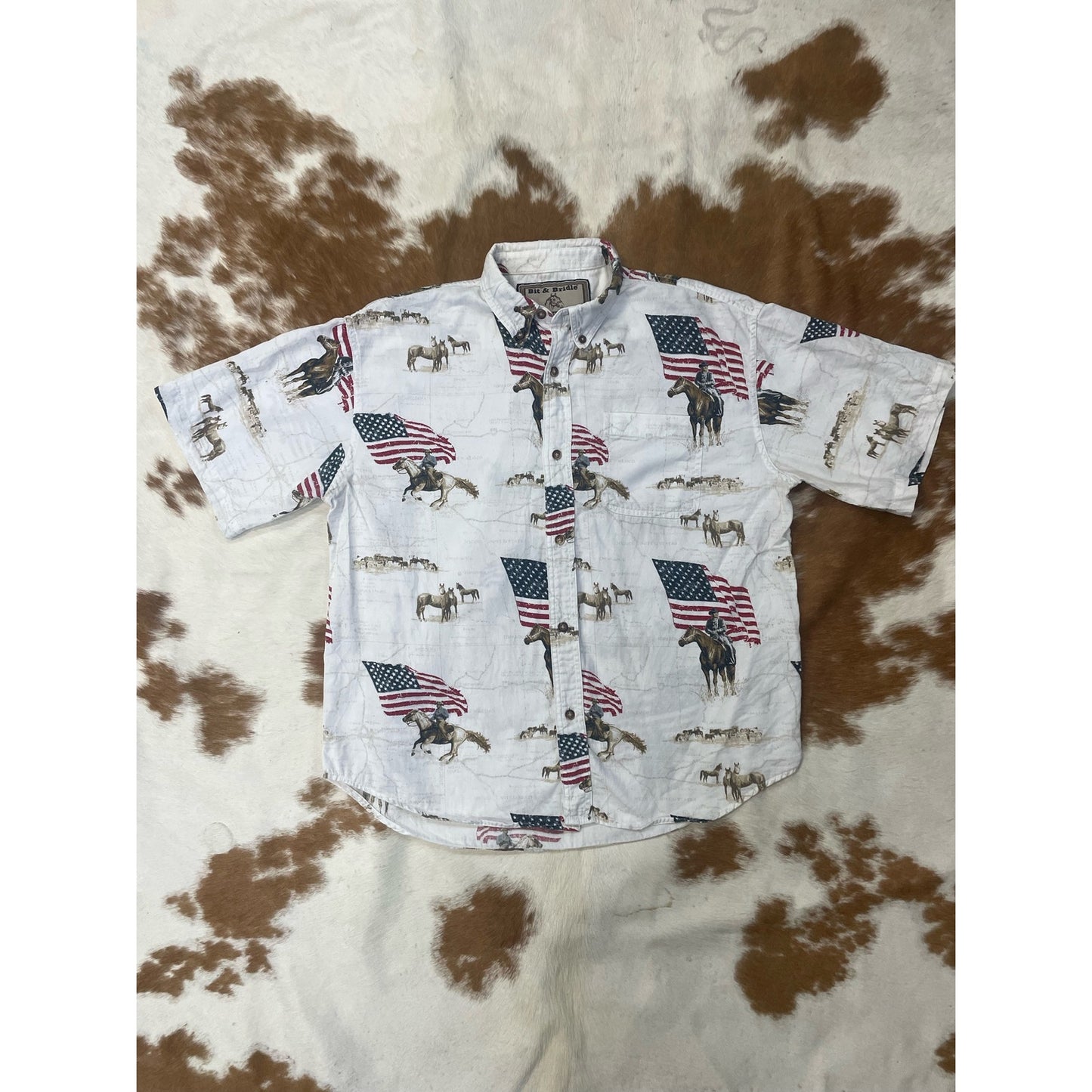 Vintage American Flag Western Button Up Shirt